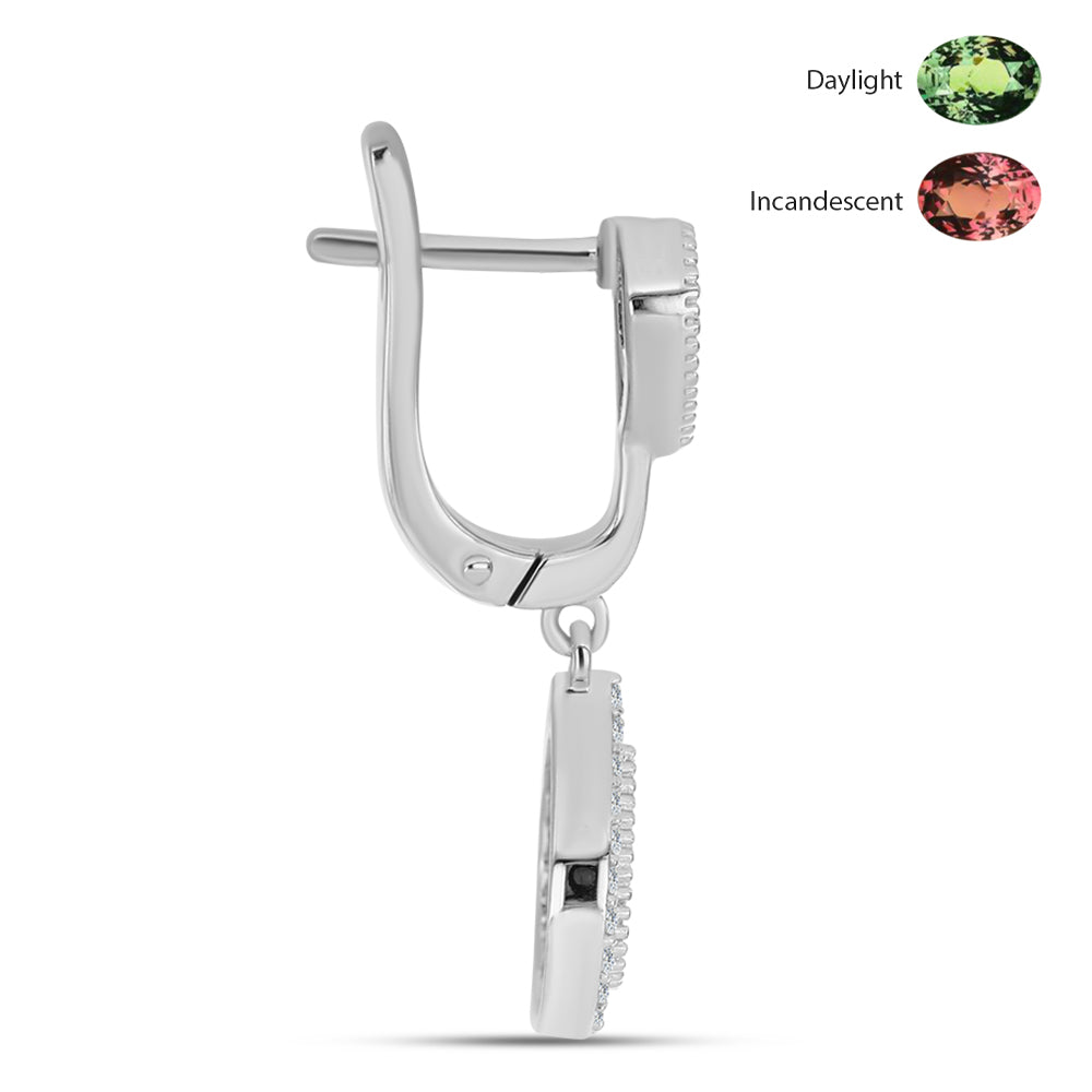 Cercei din Argint 925 ( 5.11 grame ) cu Alexandrit Natural și Topaz Alb 0.51 Carate 2 