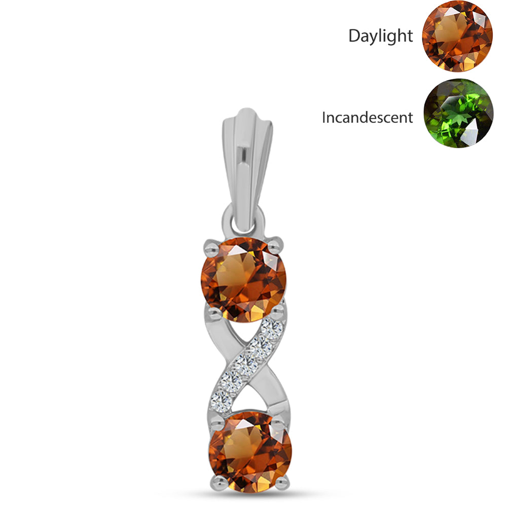 Pandantiv din Argint 925 ( 1.14 grame ) cu Zultanit Anatolian Certificat cultivat în laborator și Topaz Alb 1.16 Carate 1 