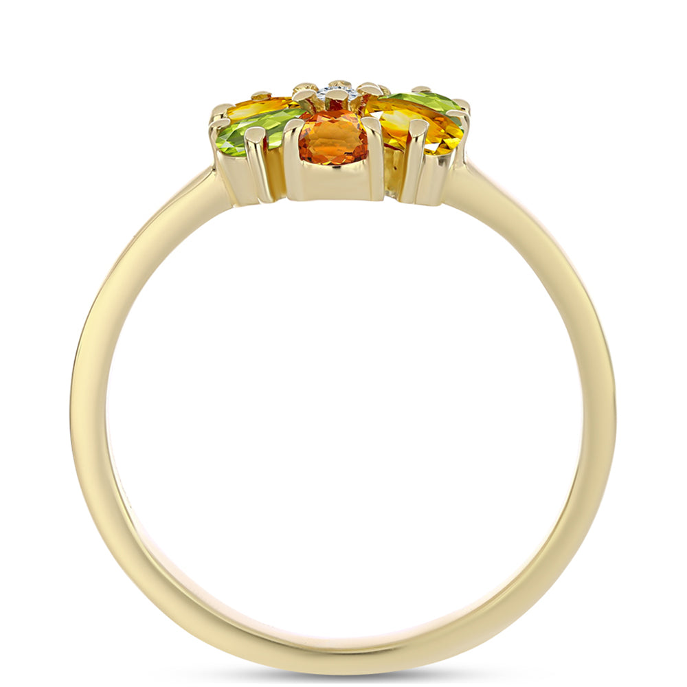 Inel din Argint 925 Placat cu Aur ( 2.14 grame ) cu Safir Curcubeu și Topaz Alb 1.16 Carate 3 