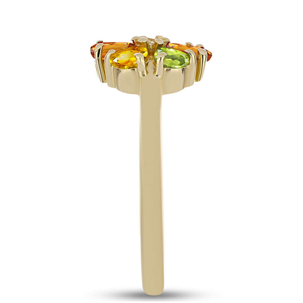 Inel din Argint 925 Placat cu Aur ( 2.14 grame ) cu Safir Curcubeu și Topaz Alb 1.16 Carate 4 