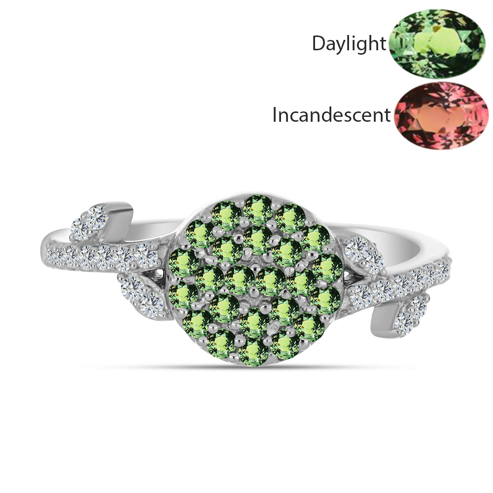 Inel din Argint 925 ( 2.81 grame ) cu Alexandrit Natural și Topaz Alb 0.63 Carate 1 