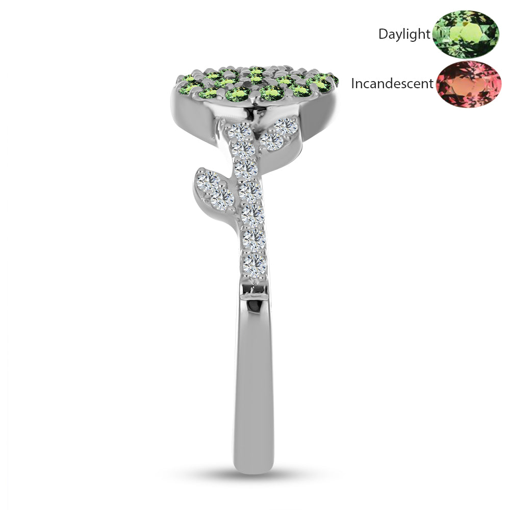 Inel din Argint 925 ( 2.81 grame ) cu Alexandrit Natural și Topaz Alb 0.63 Carate 4 