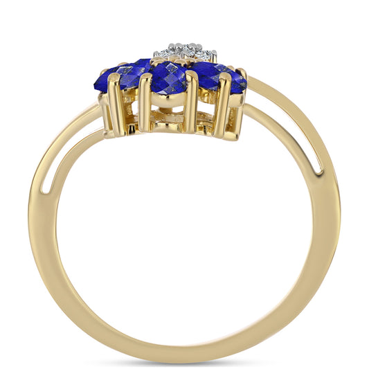 Inel din Argint 925 Placat cu Aur ( 3.75 grame ) cu Lapis Lazuli și Topaz Alb 1.27 Carate
