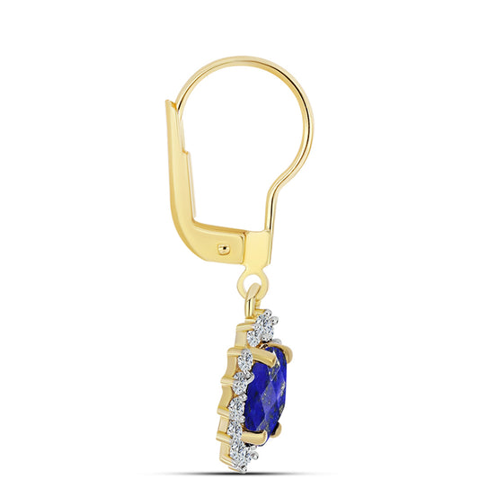 Cercei din Argint 925 Placat cu Aur ( 2.1 grame ) cu Lapis Lazuli și Topaz Alb 2.07 Carate