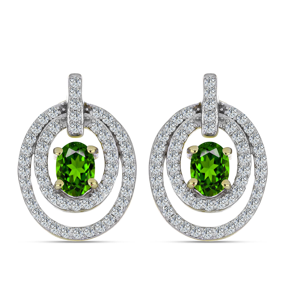 Cercei din Argint 925 Placat cu Aur ( 4.15 grame ) cu Safir Curcubeu și Topaz Alb 1.82 Carate 1 