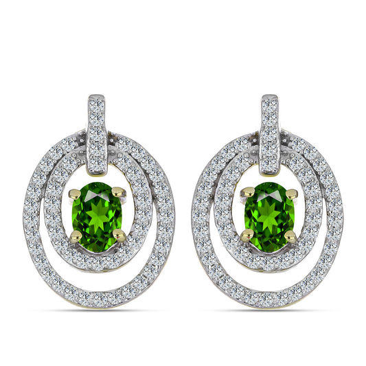 Cercei din Argint 925 Placat cu Aur ( 4.15 grame ) cu Safir Curcubeu și Topaz Alb 1.82 Carate