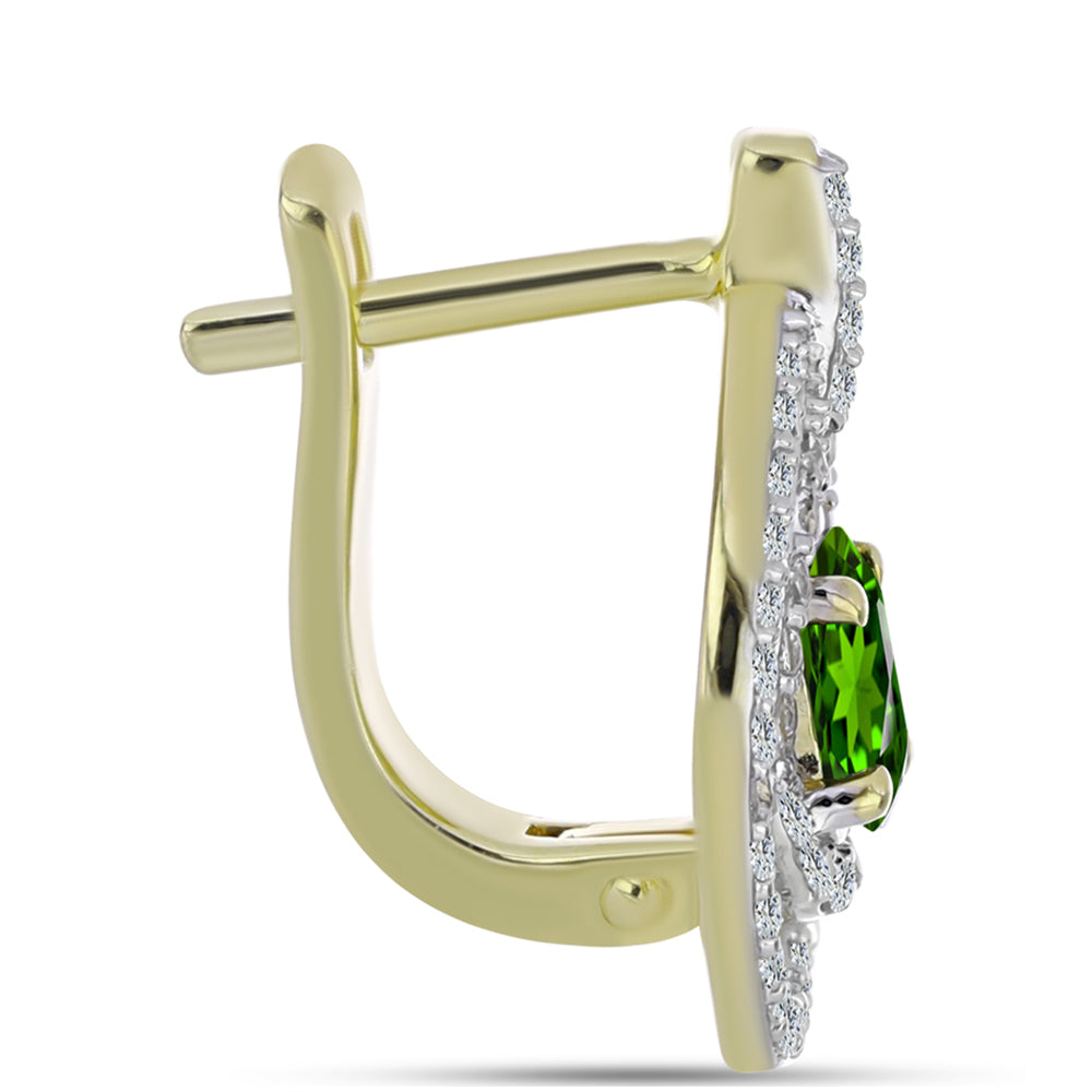 Cercei din Argint 925 Placat cu Aur ( 4.15 grame ) cu Safir Curcubeu și Topaz Alb 1.82 Carate