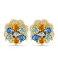 Cercei din Argint 925 Placat cu Aur ( 1.91 grame ) cu Safir Curcubeu și Topaz Alb 0.62 Carate
