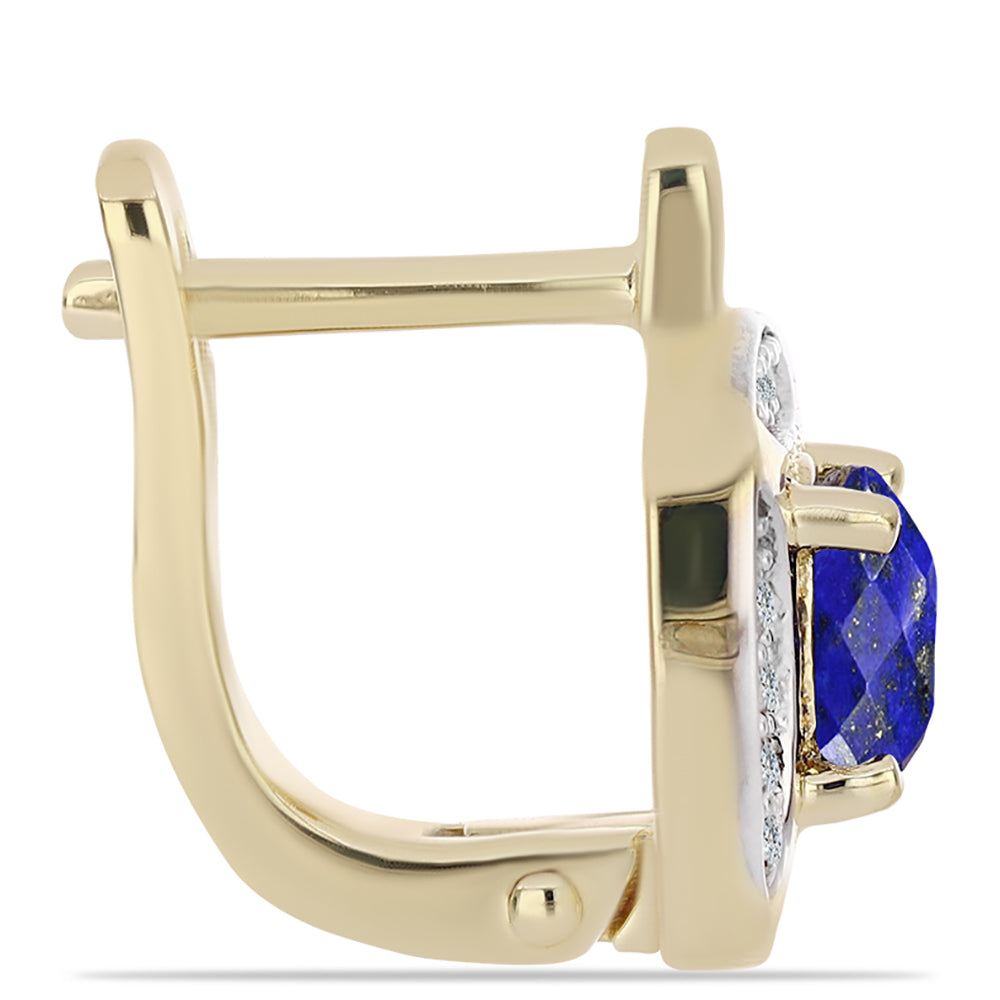Cercei din Argint 925 Placat cu Aur ( 4.64 grame ) cu Lapis Lazuli și Topaz Alb 1.11 Carate