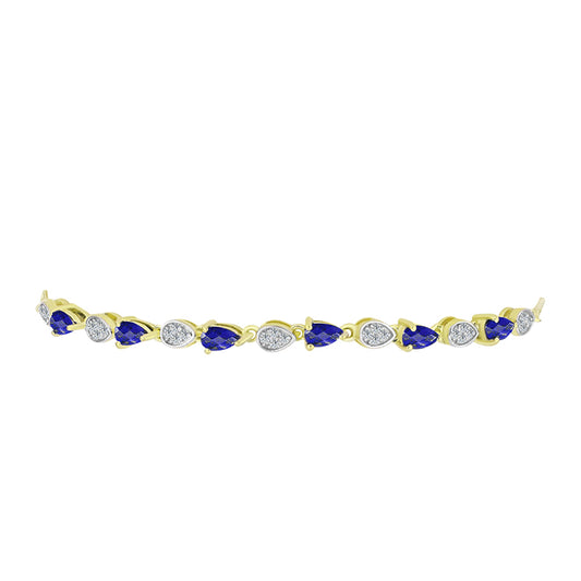 Brățară din Argint 925 Placat cu Aur ( 4.56 grame ) cu Lapis Lazuli și Topaz Alb 1.58 Carate