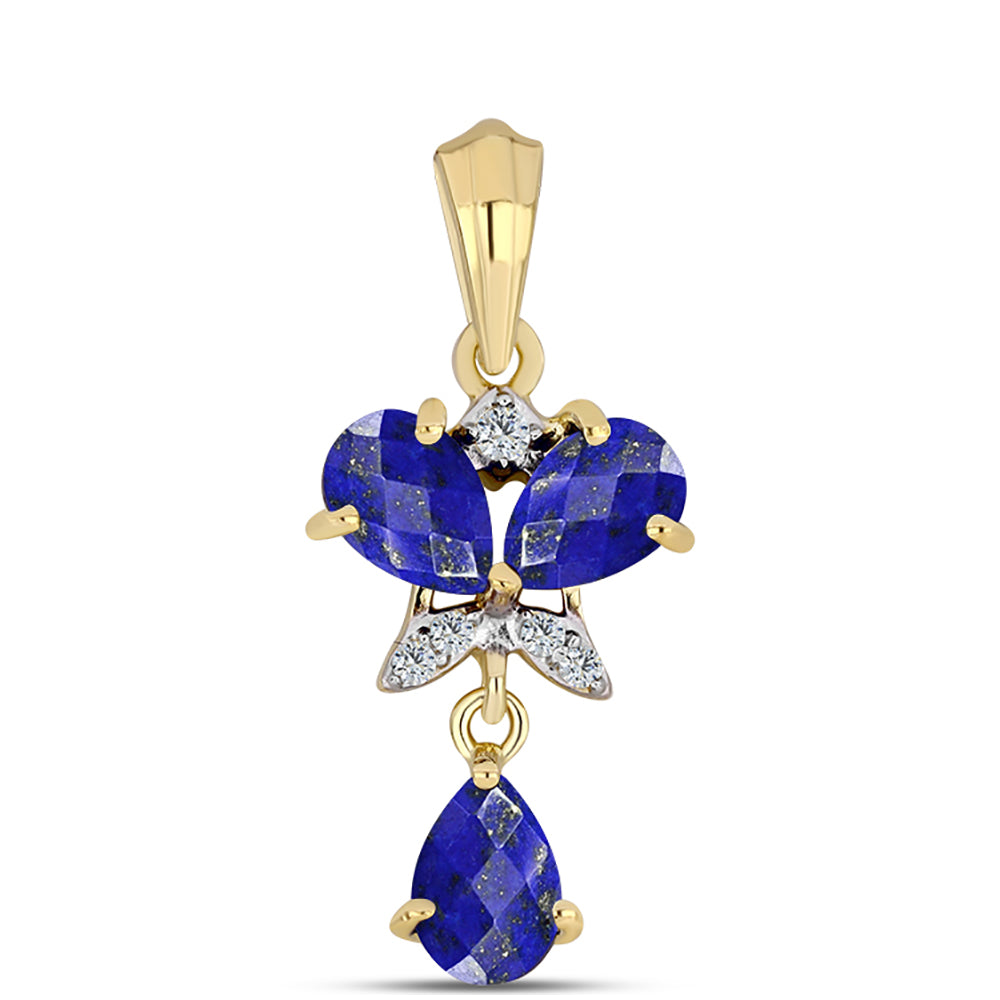 Pandantiv din Argint 925 Placat cu Aur ( 1.14 grame ) cu Lapis Lazuli și Topaz Alb 1.41 Carate 1 