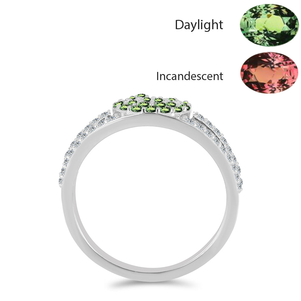 Inel din Argint 925 ( 3.1 grame ) cu Alexandrit Natural și Topaz Alb 0.78 Carate