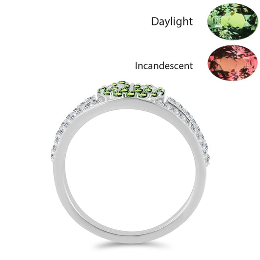 Inel din Argint 925 ( 3.1 grame ) cu Alexandrit Natural și Topaz Alb 0.78 Carate