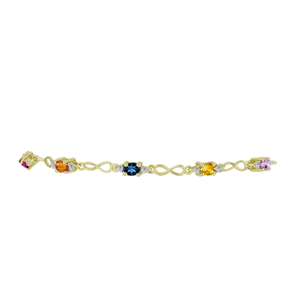 Brățară din Argint 925 Placat cu Aur ( 3.61 grame ) cu Safir Curcubeu și Topaz Alb 1.35 Carate 2 