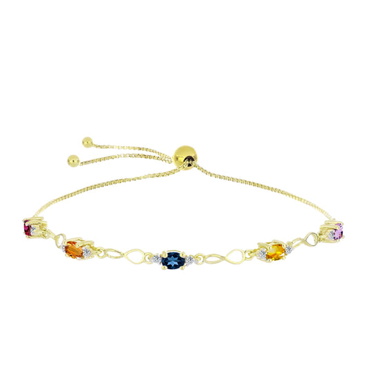 Brățară din Argint 925 Placat cu Aur ( 3.61 grame ) cu Safir Curcubeu și Topaz Alb 1.35 Carate