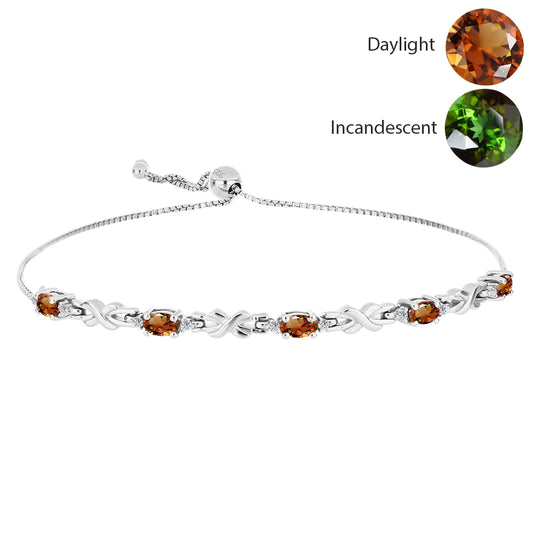 Brățară din Argint 925 ( 5.33 grame ) cu Zultanit Anatolian Certificat cultivat în laborator și Topaz Alb 1.57 Carate