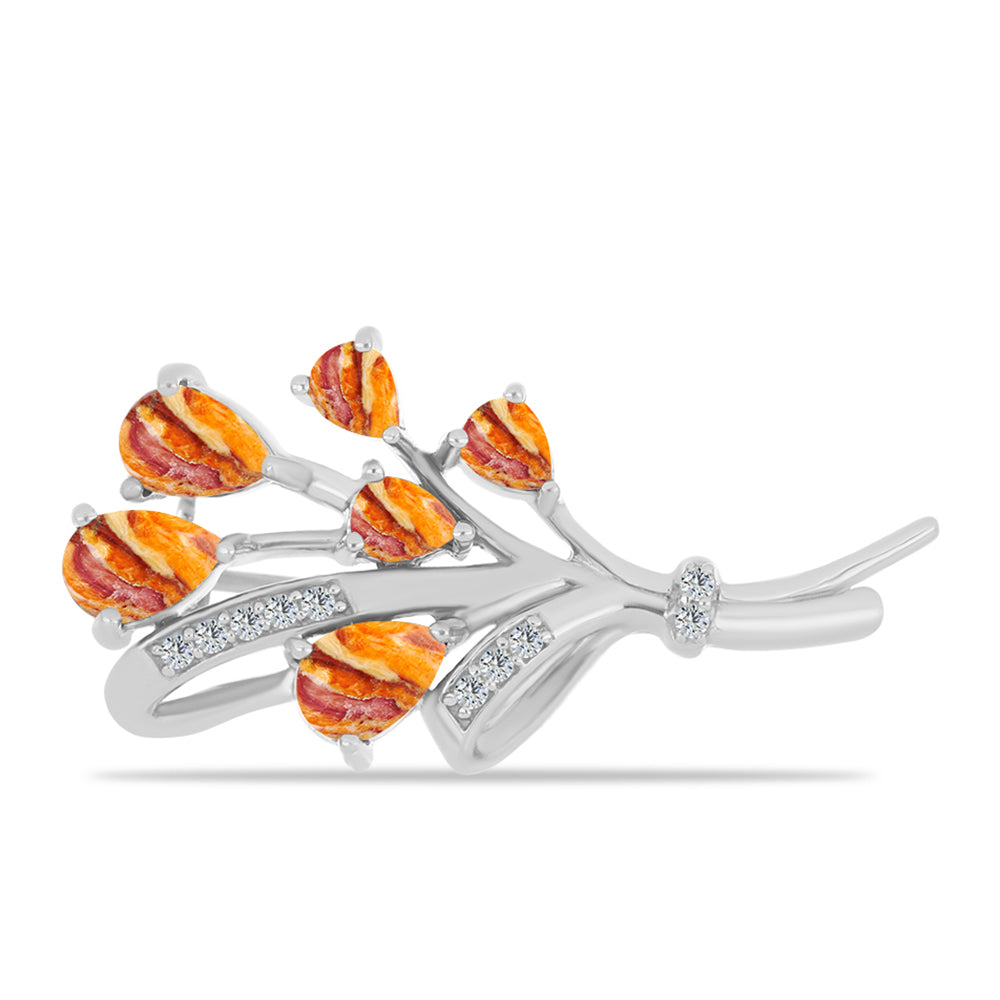 Broşă din Argint 925 ( 3.35 grame ) cu Jaspul "Lion's Paw" și Topaz Alb 1.79 Carate