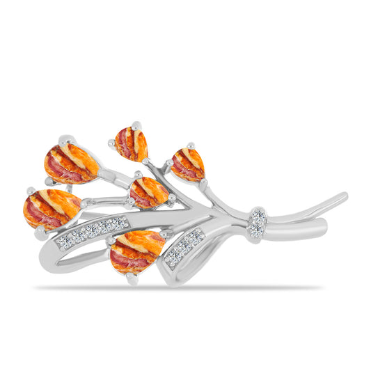 Broşă din Argint 925 ( 3.35 grame ) cu Jaspul "Lion's Paw" și Topaz Alb 1.79 Carate