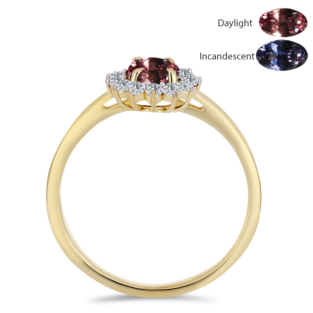 Inel din Argint 925 Placat cu Aur ( 2.02 grame ) cu Granat Tsivory care își schimbă culoarea și Topaz Alb 1.41 Carate 3 