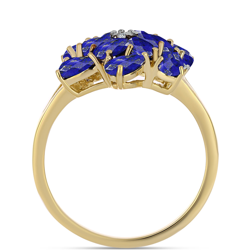 Inel din Argint 925 Placat cu Aur ( 3.25 grame ) cu Lapis Lazuli și Topaz Alb 2.69 Carate 2 