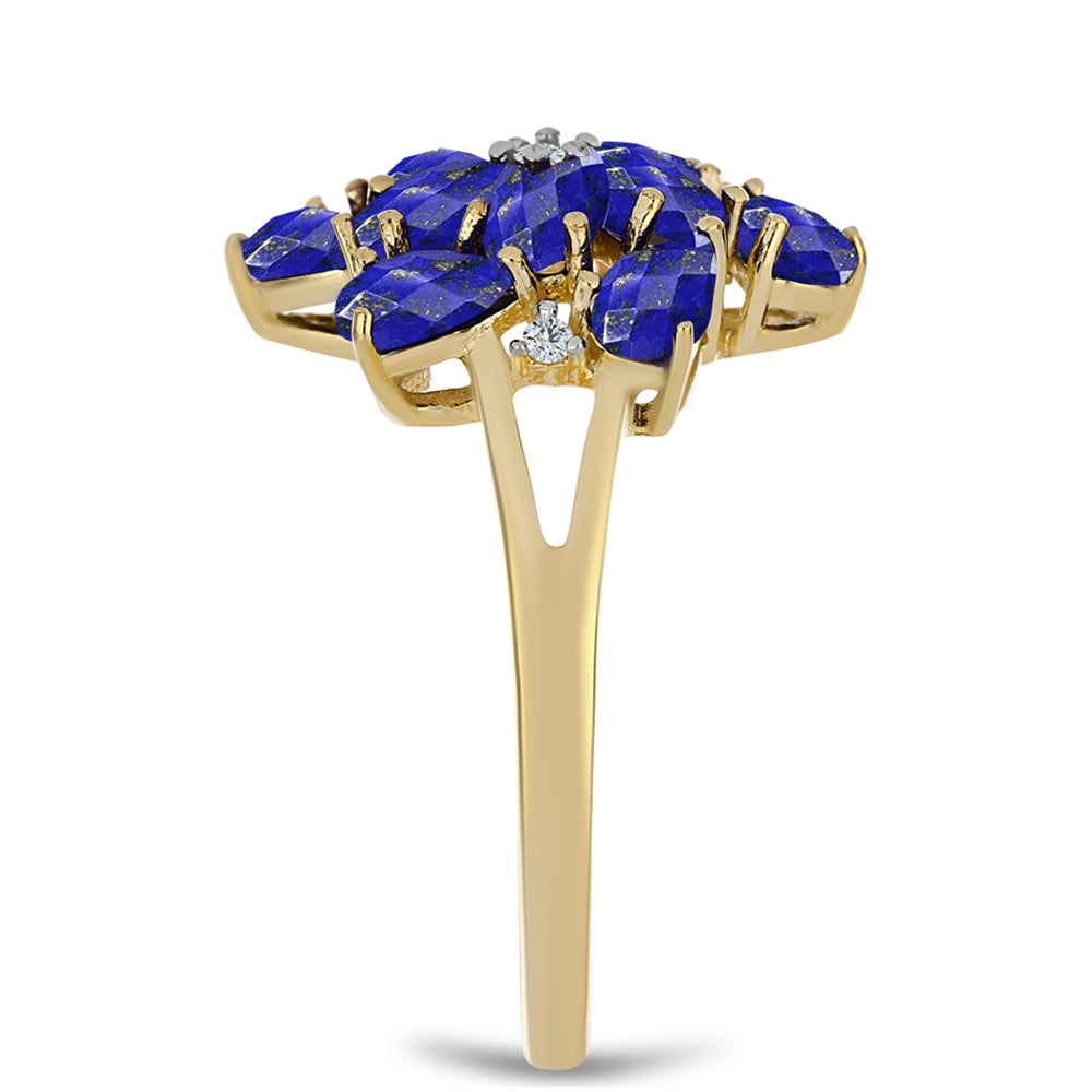 Inel din Argint 925 Placat cu Aur ( 3.25 grame ) cu Lapis Lazuli și Topaz Alb 2.69 Carate