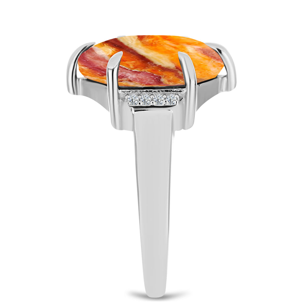 Inel din Argint 925 ( 3.2 grame ) cu Jaspul "Lion's Paw" și Topaz Alb 4.37 Carate 4 