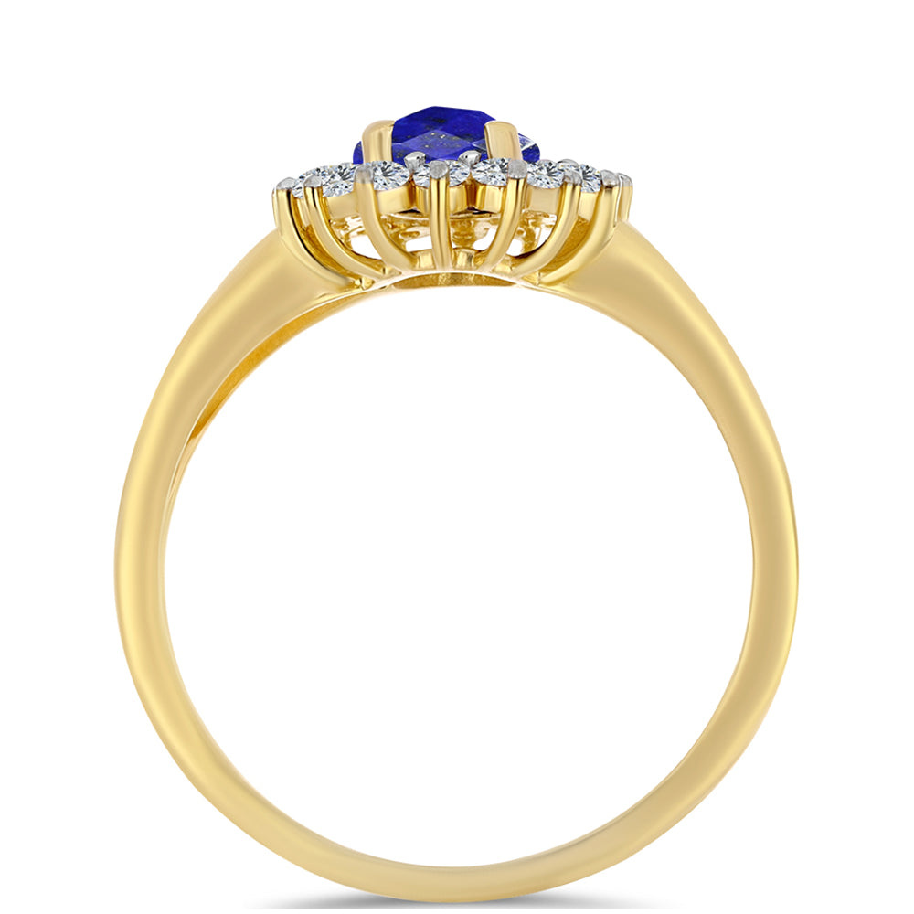 Inel din Argint 925 Placat cu Aur ( 2.76 grame ) cu Lapis Lazuli și Topaz Alb 1.63 Carate