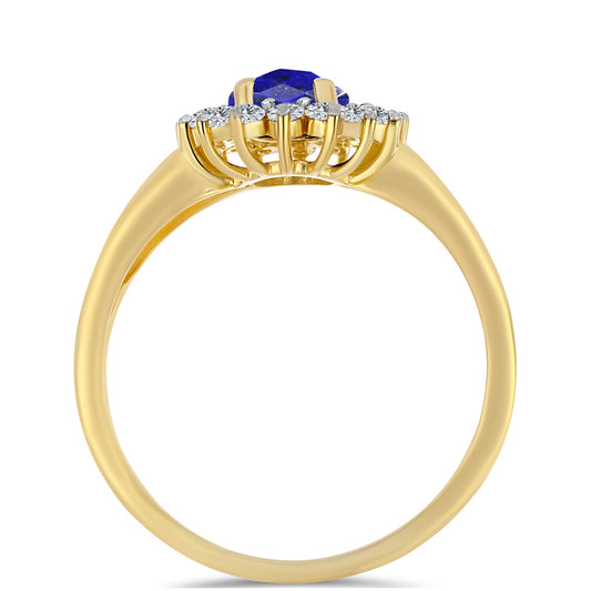 Inel din Argint 925 Placat cu Aur ( 2.76 grame ) cu Lapis Lazuli și Topaz Alb 1.63 Carate