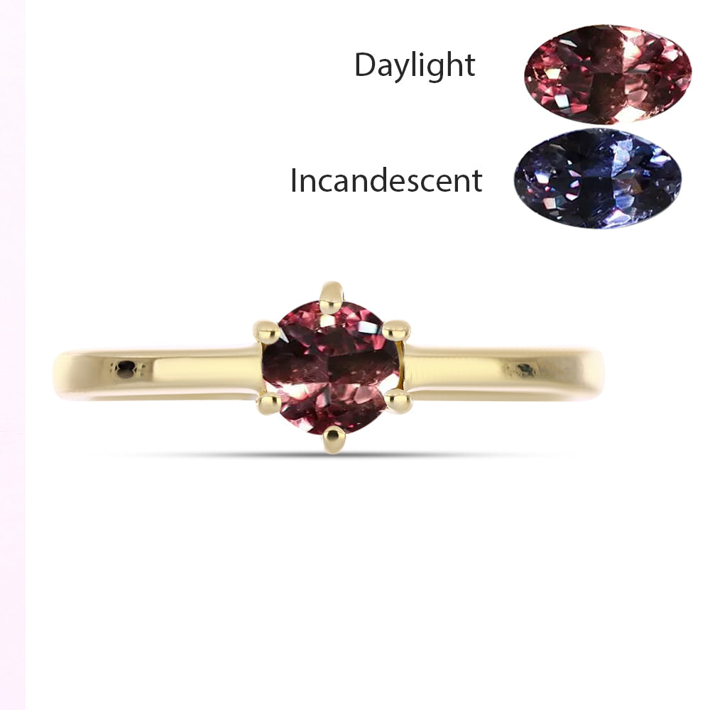 Inel din Argint 925 Placat cu Aur ( 2.15 grame ) cu Granat Tsivory care își schimbă culoarea 0.62 Carate 2 