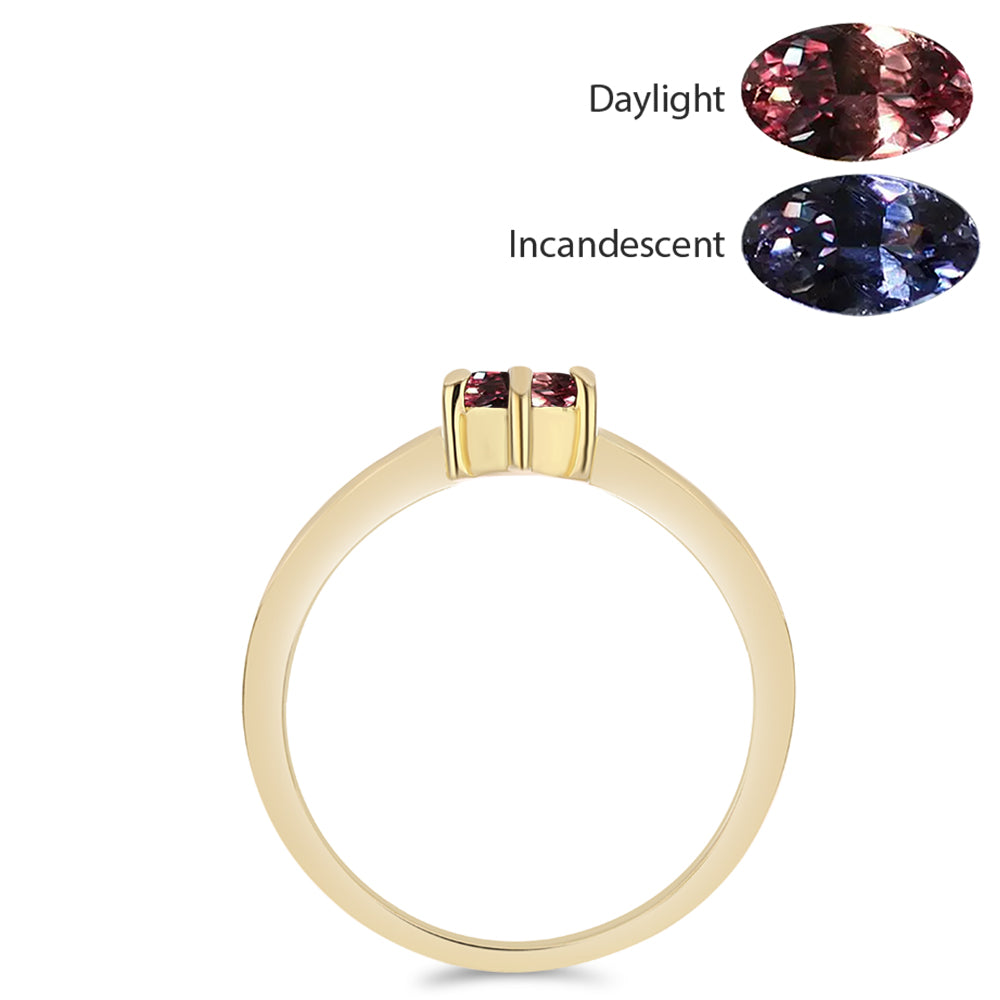 Inel din Argint 925 Placat cu Aur ( 2.15 grame ) cu Granat Tsivory care își schimbă culoarea 0.62 Carate 3 