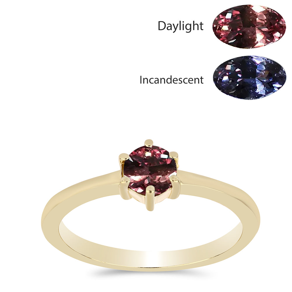 Inel din Argint 925 Placat cu Aur ( 2.15 grame ) cu Granat Tsivory care își schimbă culoarea 0.62 Carate