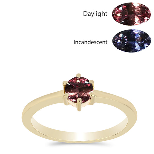 Inel din Argint 925 Placat cu Aur ( 2.15 grame ) cu Granat Tsivory care își schimbă culoarea 0.62 Carate