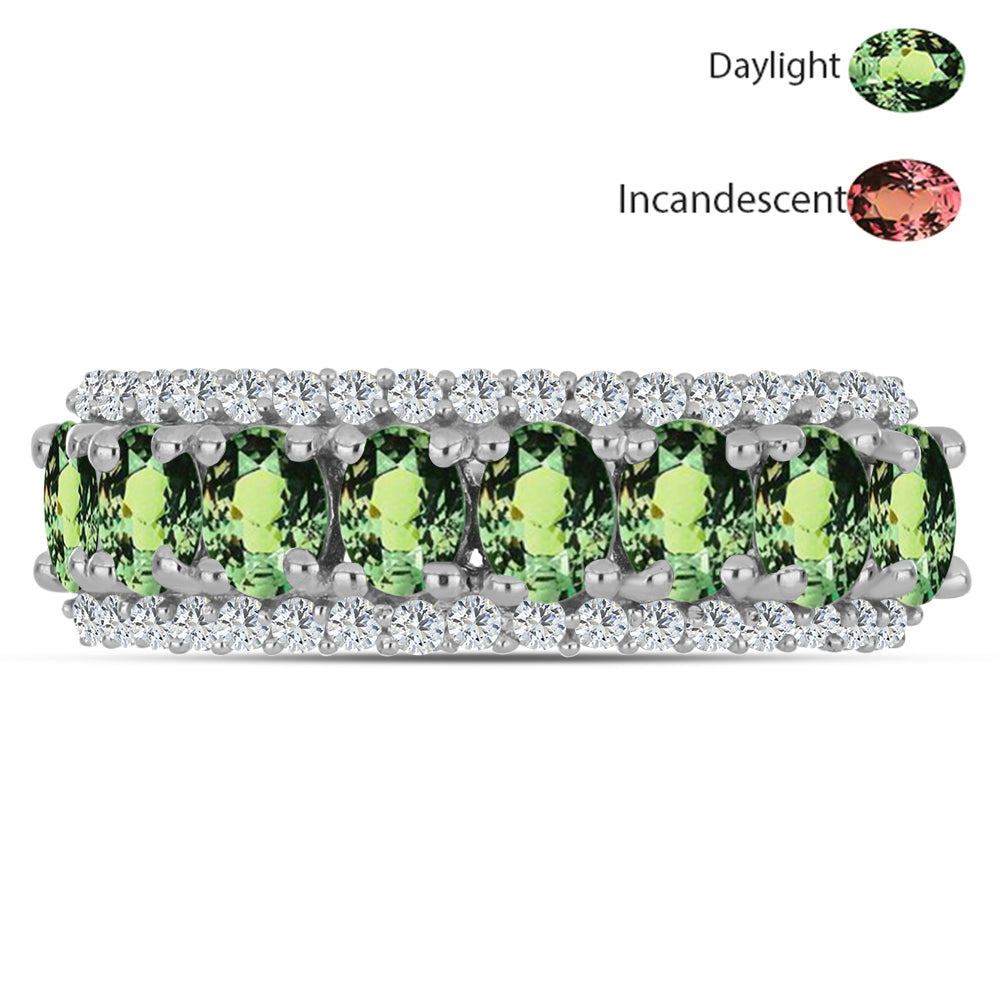 Inel din Argint 925 ( 2.69 grame ) cu Alexandrit Natural și Topaz Alb 1.82 Carate 1 