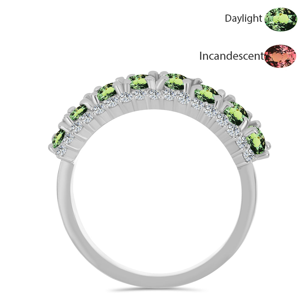 Inel din Argint 925 ( 2.69 grame ) cu Alexandrit Natural și Topaz Alb 1.82 Carate 2 