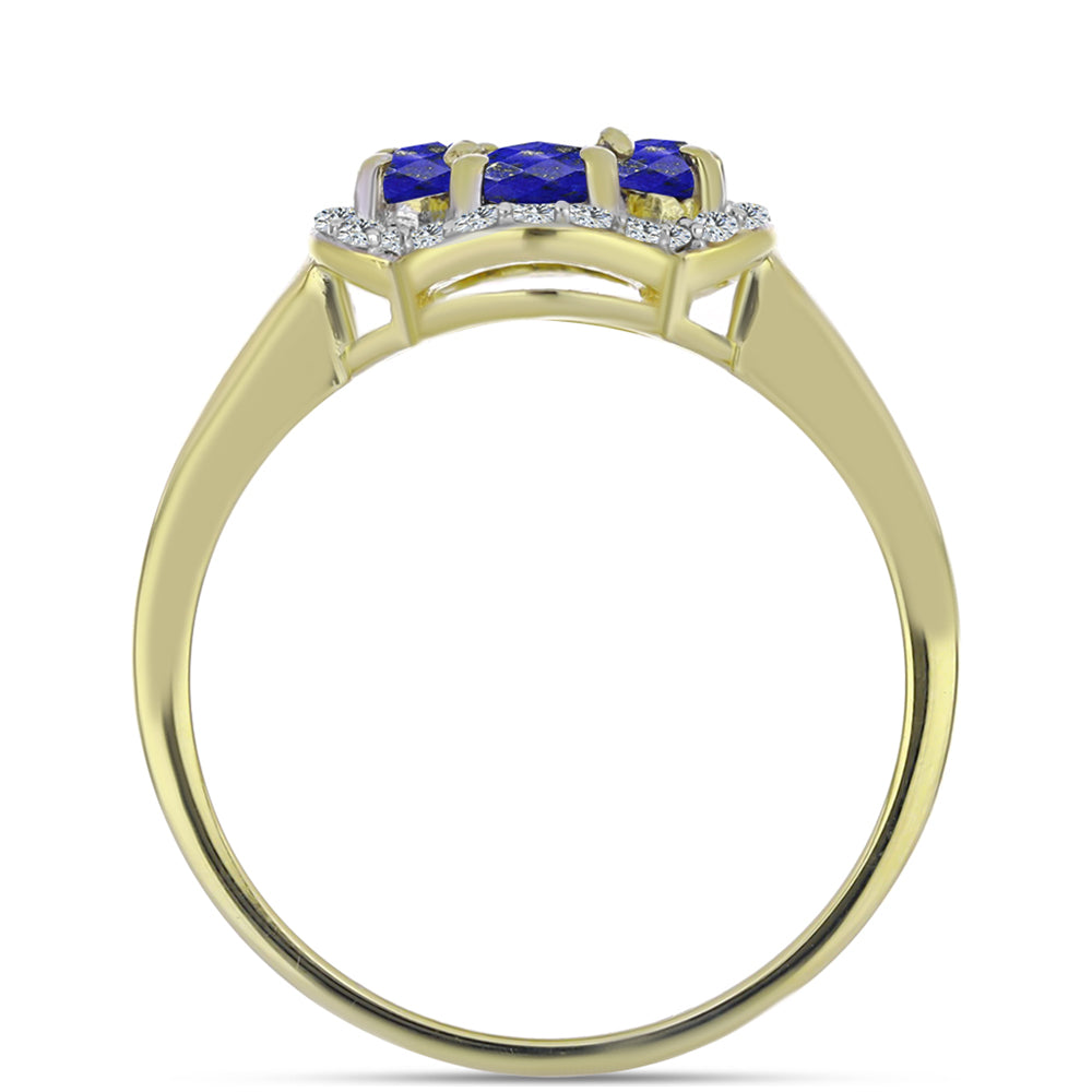 Inel din Argint 925 Placat cu Aur ( 2.81 grame ) cu Lapis Lazuli și Topaz Alb 1.24 Carate 2 