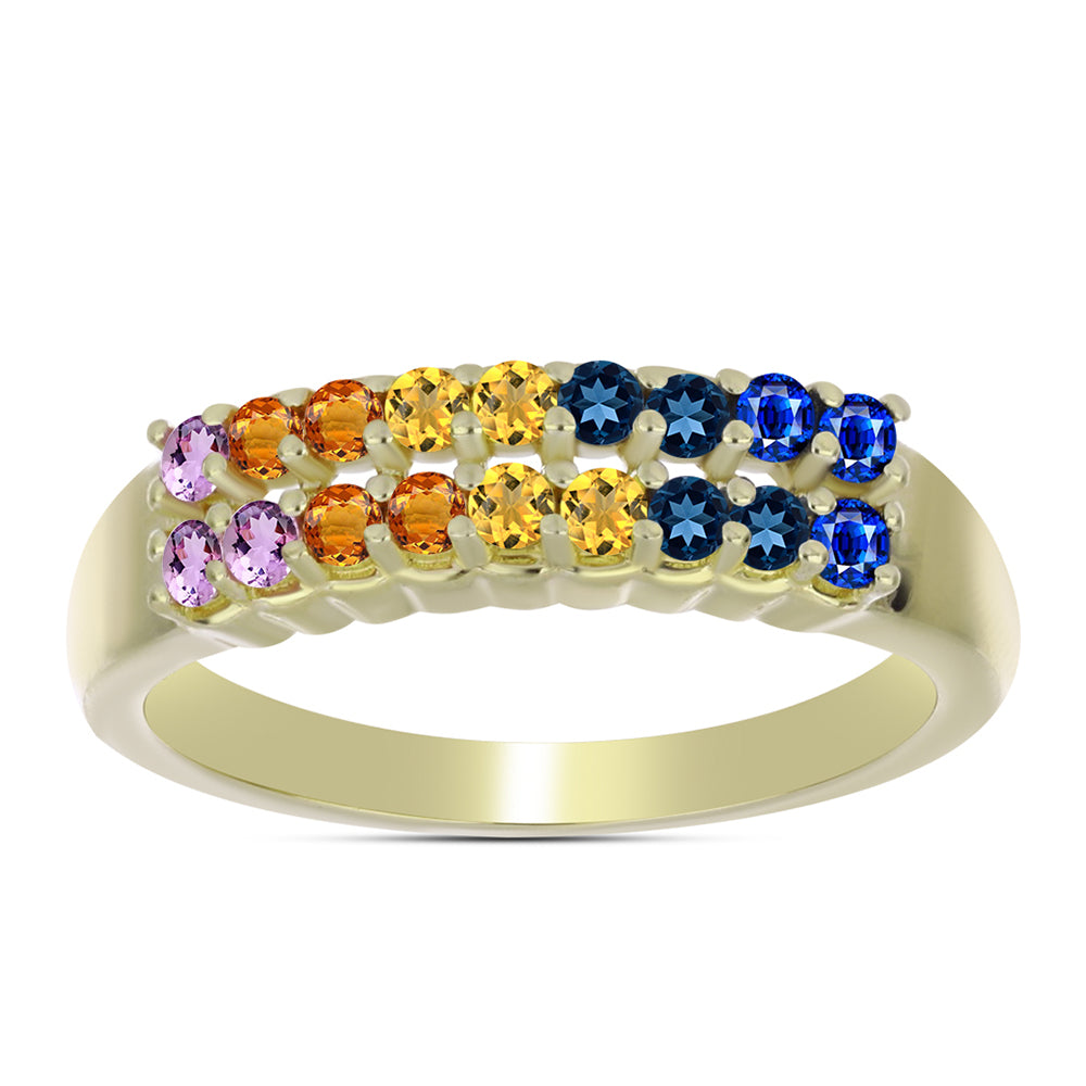 Inel din Argint 925 Placat cu Aur ( 3.57 grame ) cu Safir Curcubeu 0.8 Carate 1 