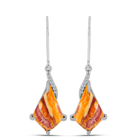 Cercei din Argint 925 ( 3.11 grame ) cu Jaspul "Lion's Paw" și Topaz Alb 6.06 Carate