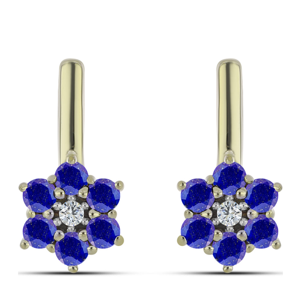 Cercei din Argint 925 Placat cu Aur ( 3 grame ) cu Lapis Lazuli și Topaz Alb 0.64 Carate 1 