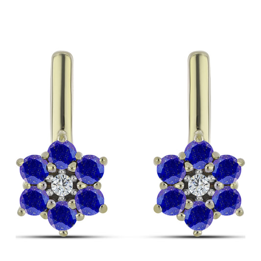 Cercei din Argint 925 Placat cu Aur ( 3 grame ) cu Lapis Lazuli și Topaz Alb 0.64 Carate