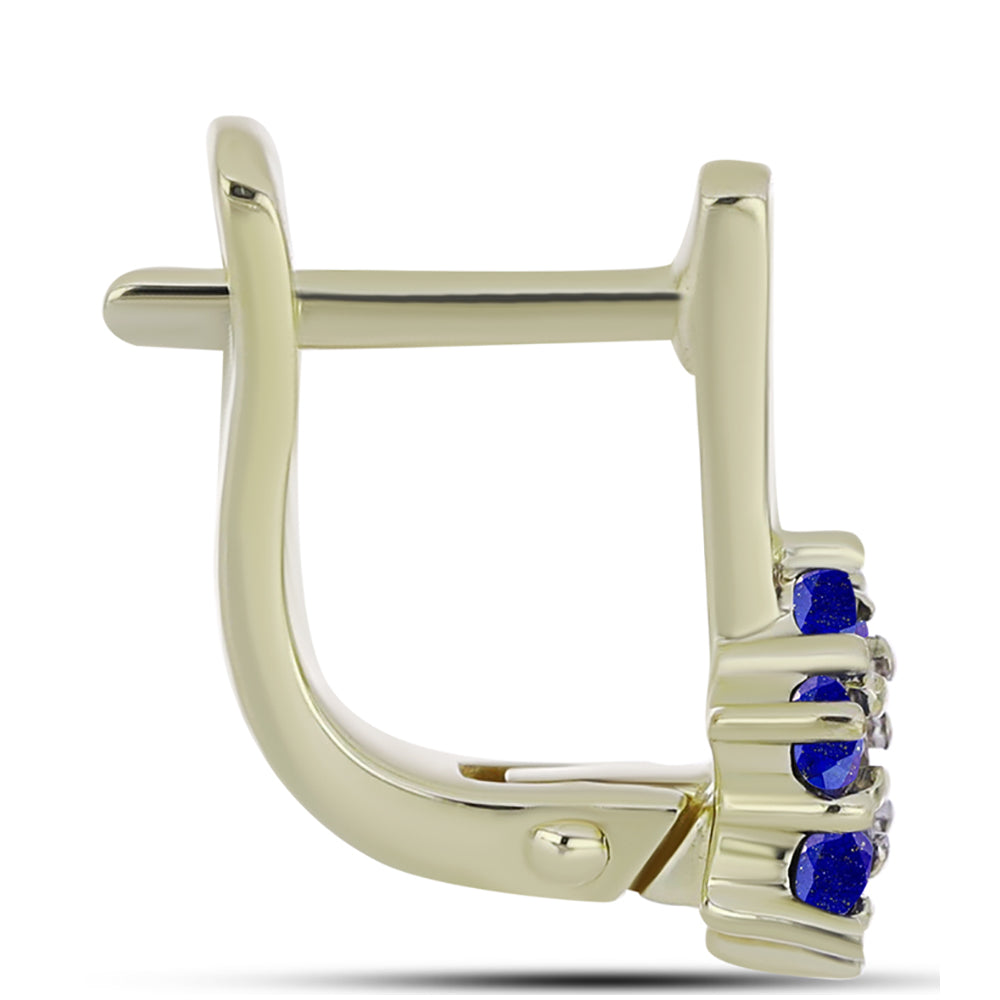 Cercei din Argint 925 Placat cu Aur ( 3 grame ) cu Lapis Lazuli și Topaz Alb 0.64 Carate 2 