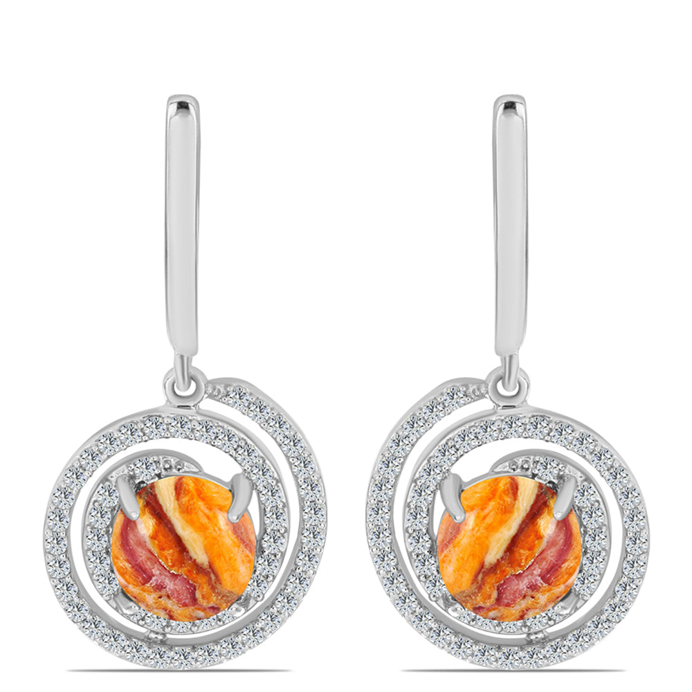 Cercei din Argint 925 ( 5.33 grame ) cu Jaspul "Lion's Paw" și Topaz Alb 5.04 Carate