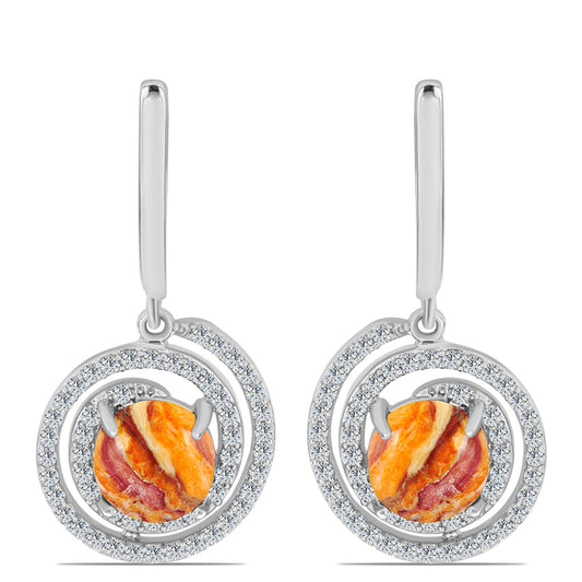 Cercei din Argint 925 ( 5.33 grame ) cu Jaspul "Lion's Paw" și Topaz Alb 5.04 Carate