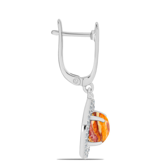 Cercei din Argint 925 ( 5.33 grame ) cu Jaspul "Lion's Paw" și Topaz Alb 5.04 Carate