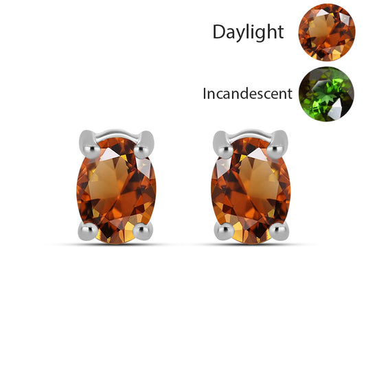 Cercei din Argint 925 ( 1.2 grame ) cu Zultanit Anatolian Certificat cultivat în laborator 1.84 Carate