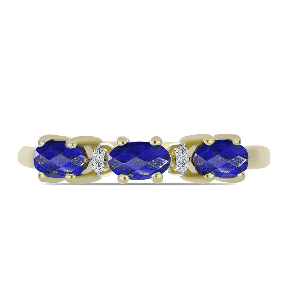 Inel din Argint 925 Placat cu Aur ( 2.18 grame ) cu Lapis Lazuli și Topaz Alb 0.72 Carate 2 
