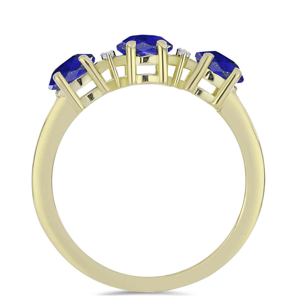 Inel din Argint 925 Placat cu Aur ( 2.18 grame ) cu Lapis Lazuli și Topaz Alb 0.72 Carate