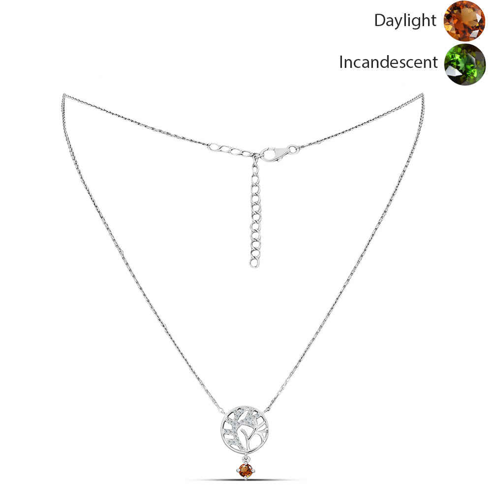 Colier din Argint 925 ( 4.09 grame ) cu Zultanit Anatolian Certificat cultivat în laborator și Topaz Alb 0.51 Carate 1 