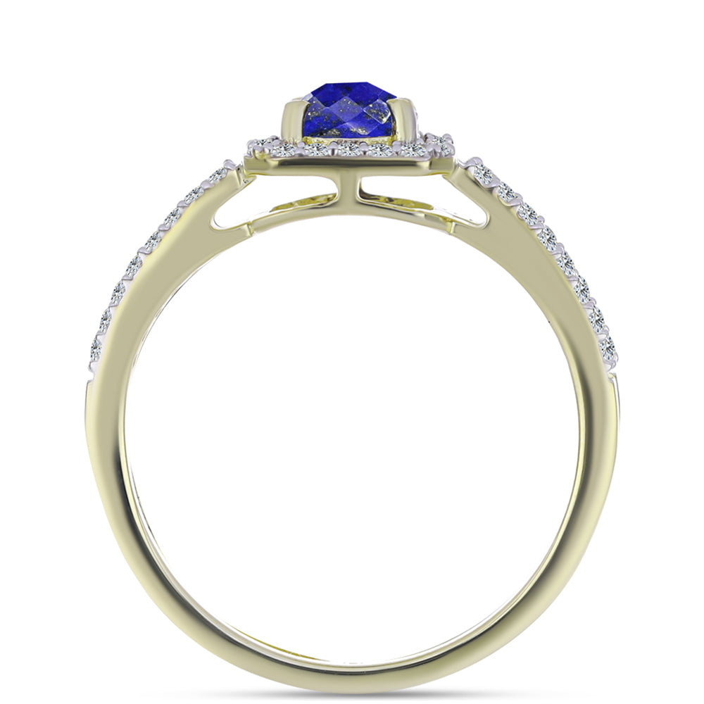 Inel din Argint 925 Placat cu Aur ( 3.05 grame ) cu Lapis Lazuli și Topaz Alb 1.34 Carate