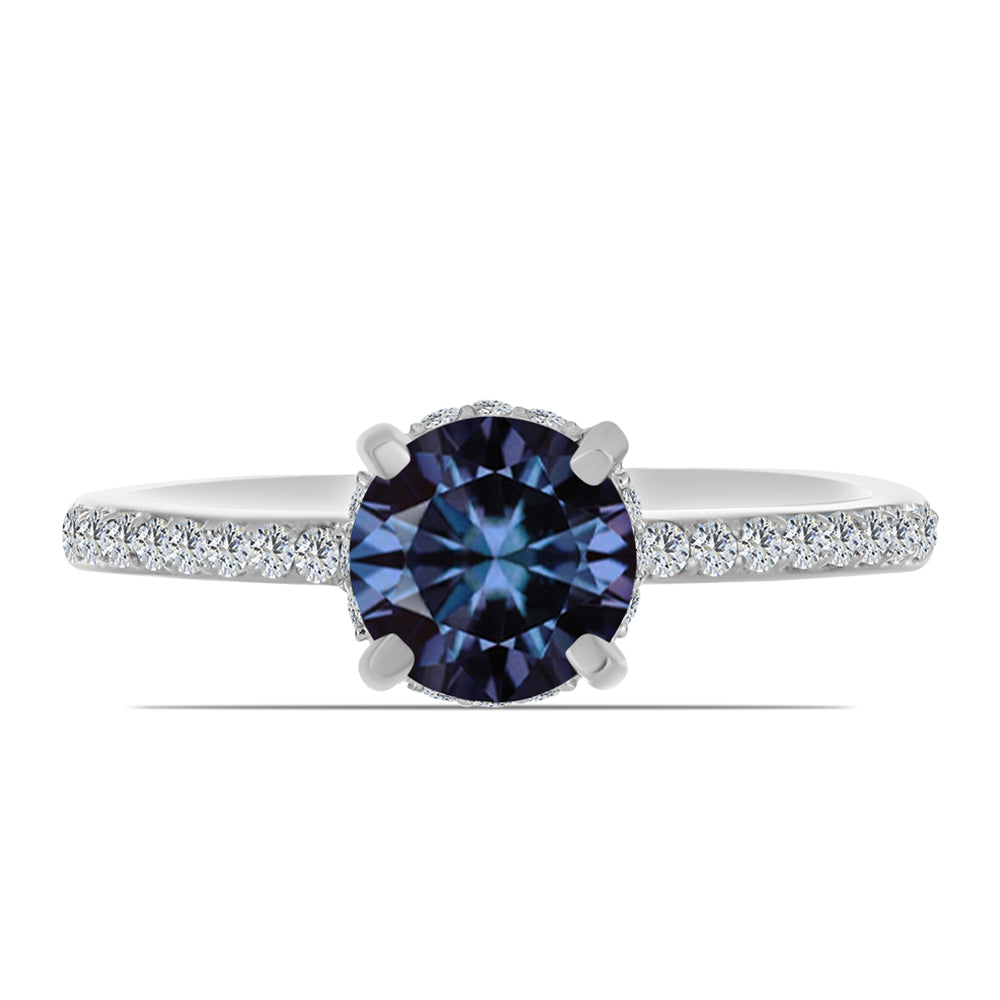 Inel din Argint 925 ( 1.94 grame ) cu Moissanite Violet Imperial și Topaz Alb 1.51 Carate