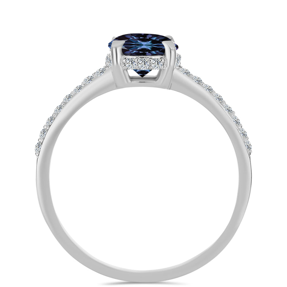 Inel din Argint 925 ( 1.94 grame ) cu Moissanite Violet Imperial și Topaz Alb 1.51 Carate